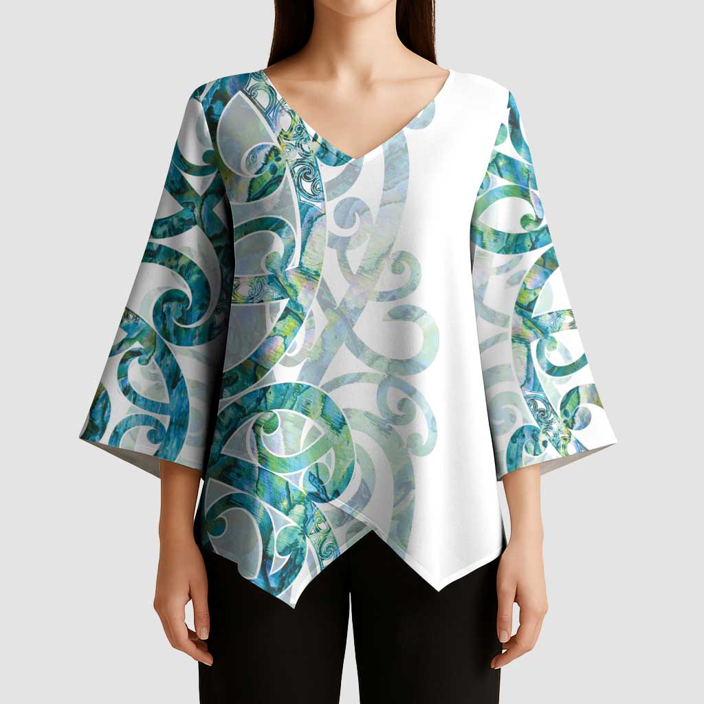 Paua Shell Maori Kimono Sleeve Blouse Koru Kowhaiwhai - Aussie Hoodie