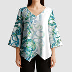 Paua Shell Maori Kimono Sleeve Blouse Koru Kowhaiwhai - Aussie Hoodie