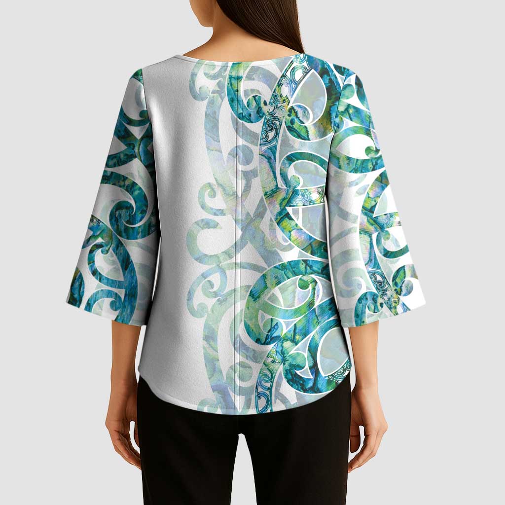 Paua Shell Maori Kimono Sleeve Blouse Koru Kowhaiwhai - Aussie Hoodie