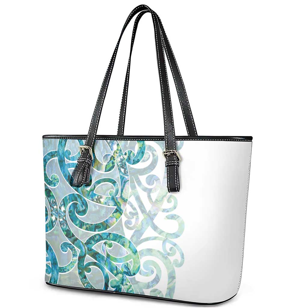 Paua Shell Maori Leather Tote Bag Koru Kowhaiwhai - Aussie Hoodie