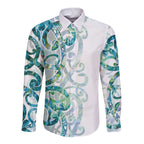 Paua Shell Maori Long Sleeve Button Shirt Koru Kowhaiwhai - Aussie Hoodie
