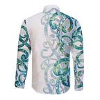 Paua Shell Maori Long Sleeve Button Shirt Koru Kowhaiwhai - Aussie Hoodie