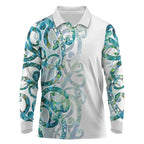 Paua Shell Maori Long Sleeve Polo Shirt Koru Kowhaiwhai - Aussie Hoodie
