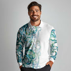 Paua Shell Maori Long Sleeve Polo Shirt Koru Kowhaiwhai - Aussie Hoodie