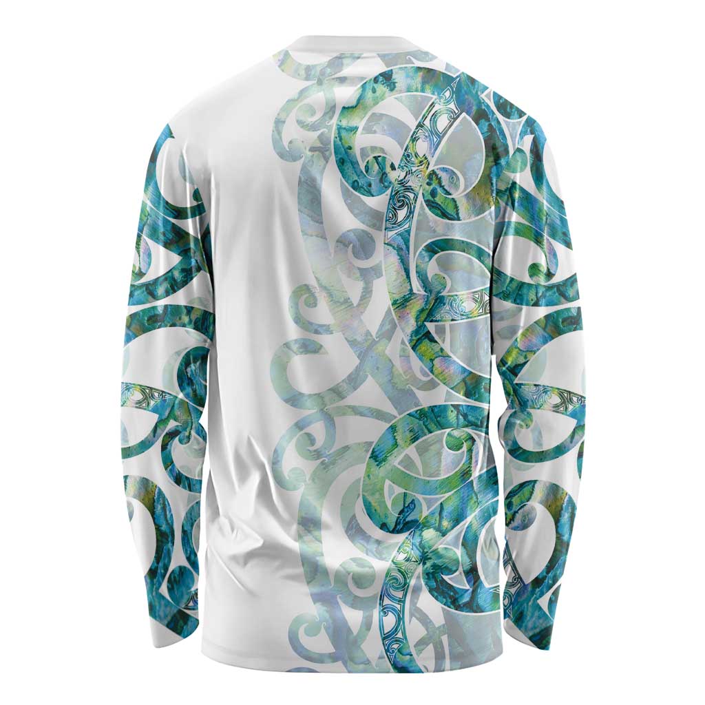 Paua Shell Maori Long Sleeve Shirt Koru Kowhaiwhai - Aussie Hoodie