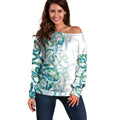 Paua Shell Maori Off Shoulder Sweater Koru Kowhaiwhai - Aussie Hoodie