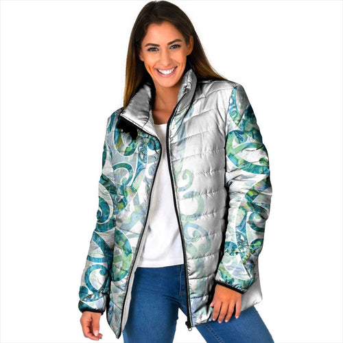 Paua Shell Maori Padded Jacket Koru Kowhaiwhai - Aussie Hoodie