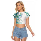 Paua Shell Maori Raglan Cropped T Shirt Koru Kowhaiwhai - Aussie Hoodie