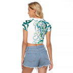Paua Shell Maori Raglan Cropped T Shirt Koru Kowhaiwhai - Aussie Hoodie