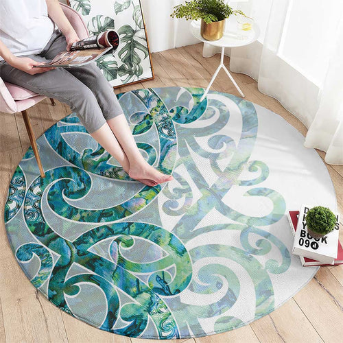 Paua Shell Maori Round Carpet Koru Kowhaiwhai - Aussie Hoodie