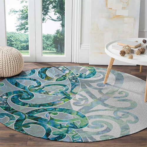 Paua Shell Maori Round Carpet Koru Kowhaiwhai - Aussie Hoodie