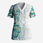 Paua Shell Maori Scrub Top Koru Kowhaiwhai - Aussie Hoodie