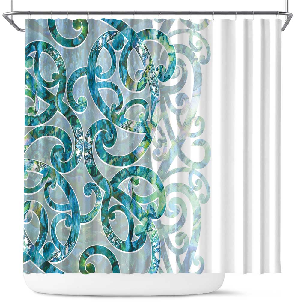Paua Shell Maori Shower Curtain Koru Kowhaiwhai - Aussie Hoodie