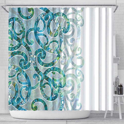 Paua Shell Maori Shower Curtain Koru Kowhaiwhai - Aussie Hoodie