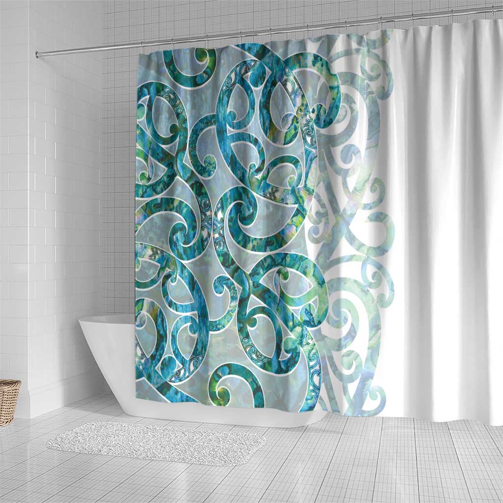 Paua Shell Maori Shower Curtain Koru Kowhaiwhai - Aussie Hoodie