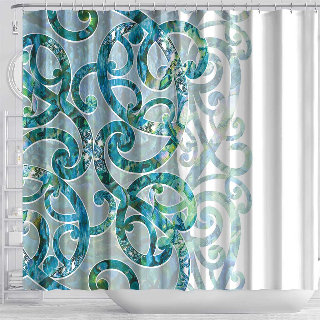 Paua Shell Maori Shower Curtain Koru Kowhaiwhai - Aussie Hoodie
