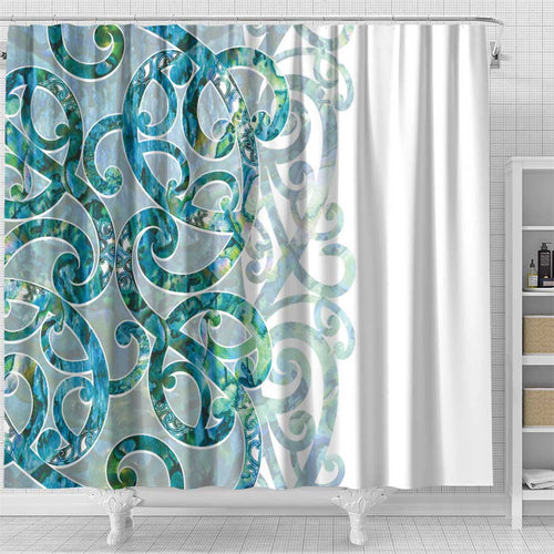 Paua Shell Maori Shower Curtain Koru Kowhaiwhai - Aussie Hoodie