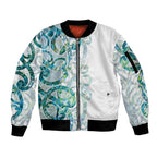 Paua Shell Maori Sleeve Zip Bomber Jacket Koru Kowhaiwhai - Aussie Hoodie
