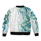 Paua Shell Maori Sleeve Zip Bomber Jacket Koru Kowhaiwhai - Aussie Hoodie