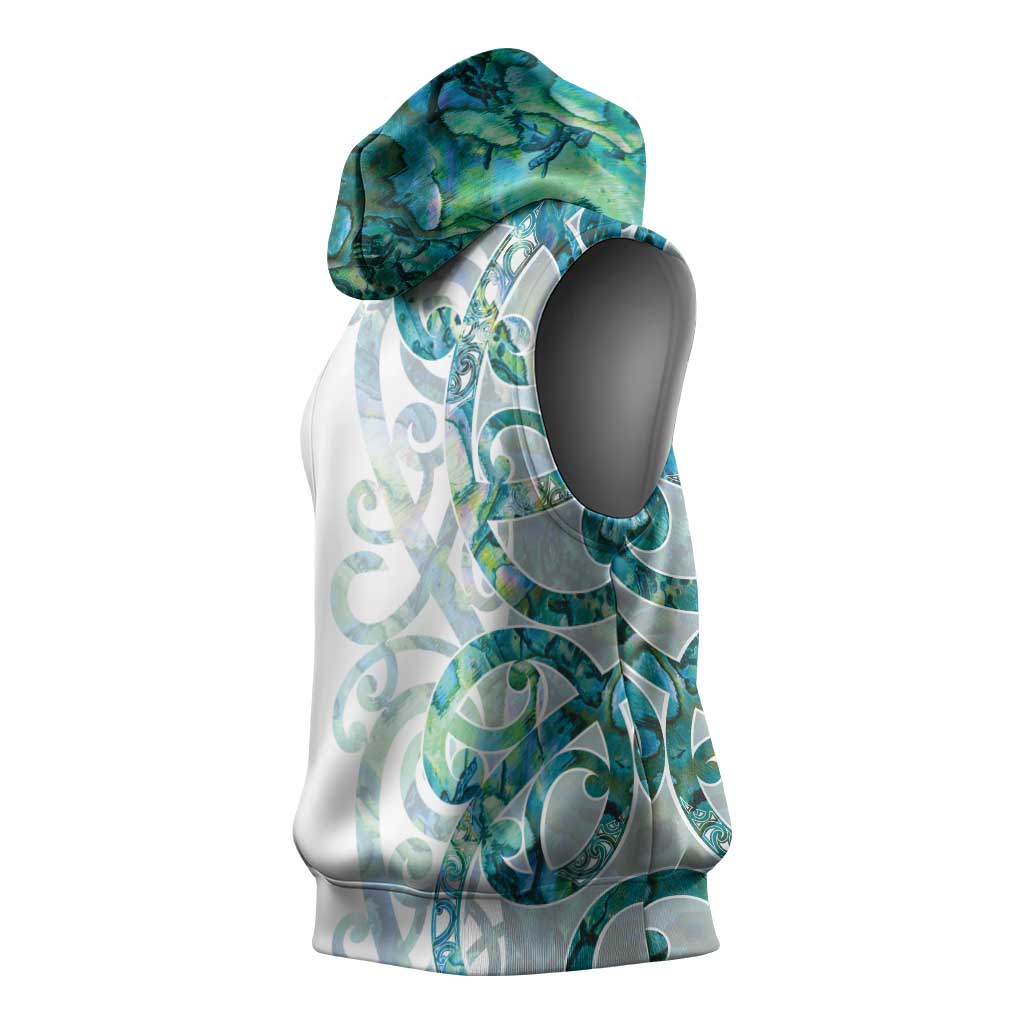 Paua Shell Maori Sleeveless Hoodie Koru Kowhaiwhai - Aussie Hoodie