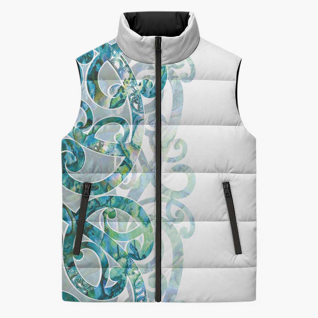 Paua Shell Maori Sleeveless Puffer Jacket Koru Kowhaiwhai - Aussie Hoodie