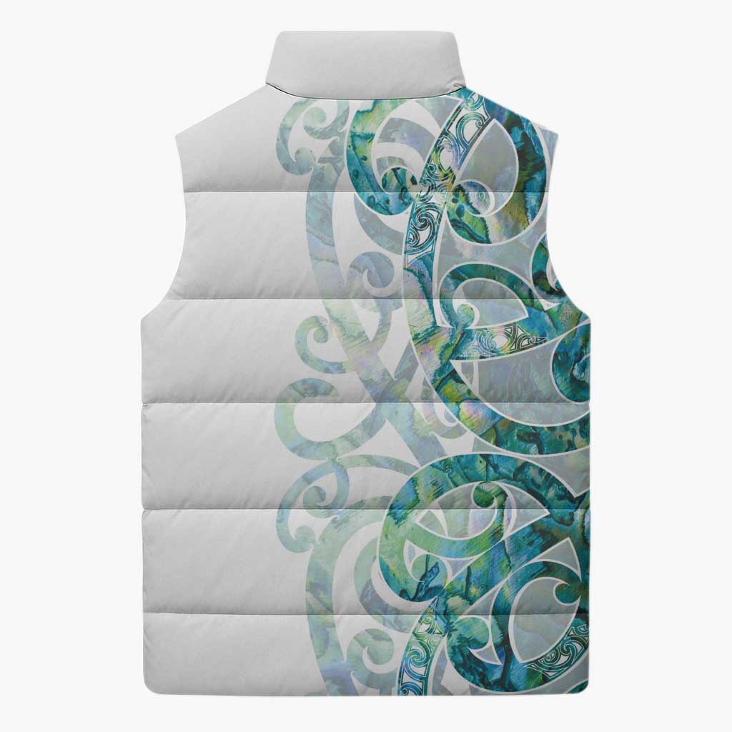 Paua Shell Maori Sleeveless Puffer Jacket Koru Kowhaiwhai - Aussie Hoodie