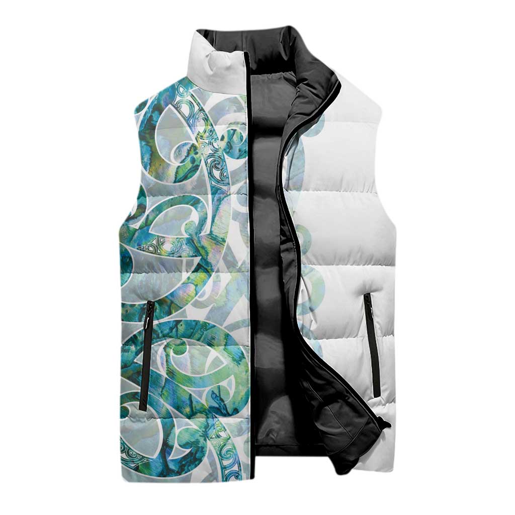 Paua Shell Maori Sleeveless Puffer Jacket Koru Kowhaiwhai - Aussie Hoodie