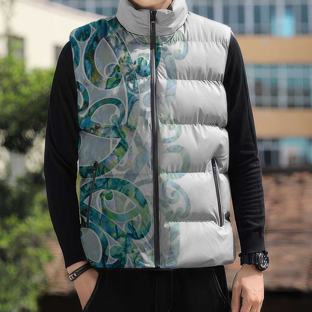 Paua Shell Maori Sleeveless Puffer Jacket Koru Kowhaiwhai - Aussie Hoodie