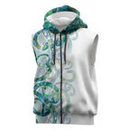Paua Shell Maori Sleeveless Zip Hoodie Koru Kowhaiwhai - Aussie Hoodie
