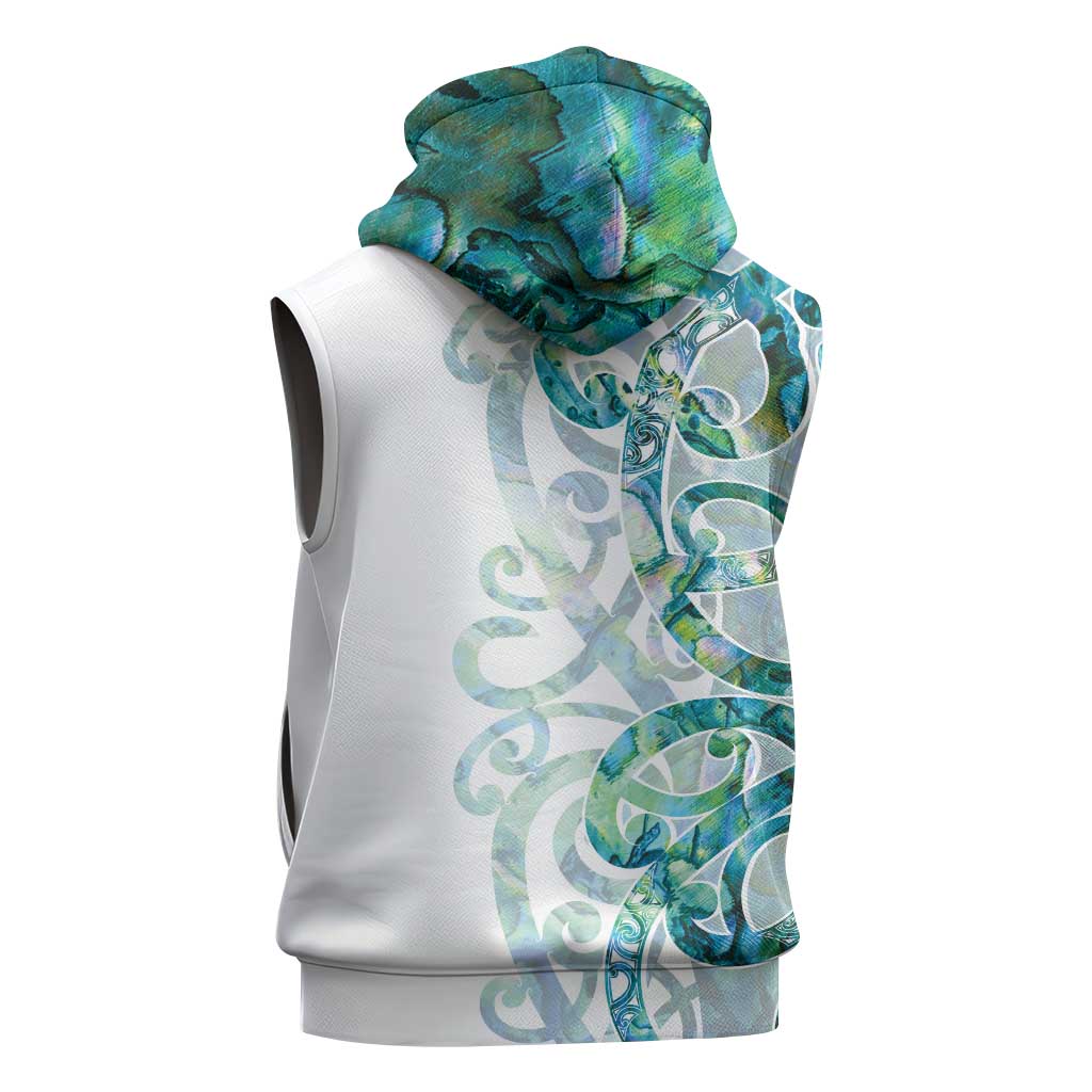 Paua Shell Maori Sleeveless Zip Hoodie Koru Kowhaiwhai - Aussie Hoodie