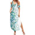 Paua Shell Maori Summer Maxi Dress Koru Kowhaiwhai - Aussie Hoodie