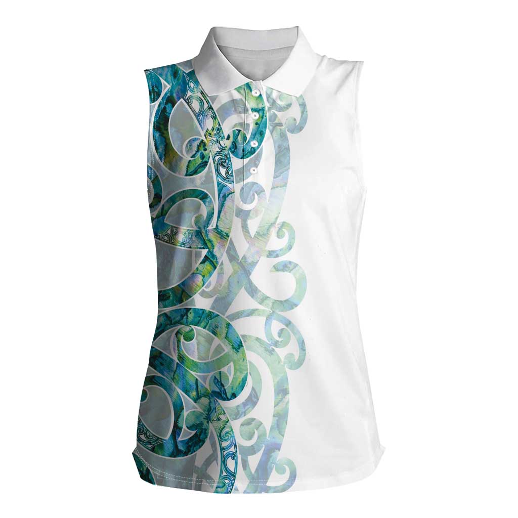 Paua Shell Maori Women Sleeveless Polo Shirt Koru Kowhaiwhai - Aussie Hoodie