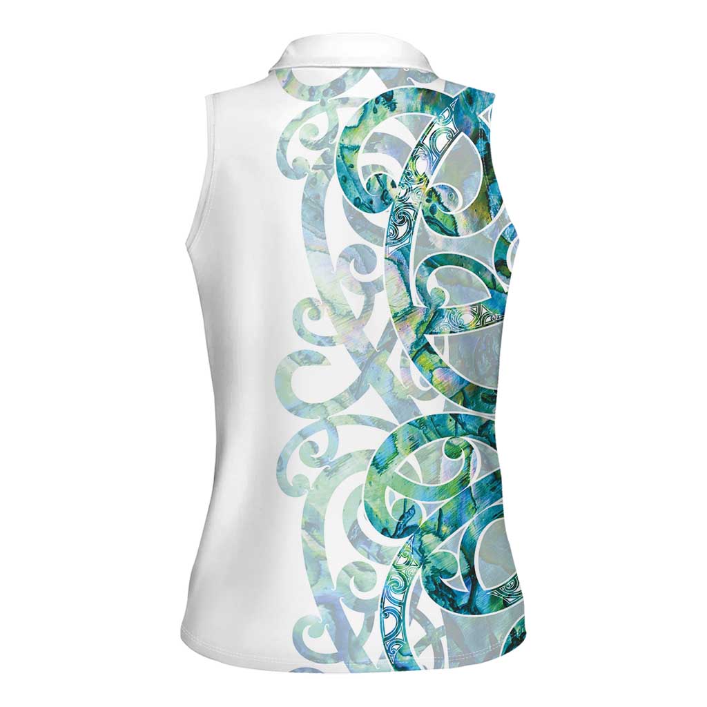 Paua Shell Maori Women Sleeveless Polo Shirt Koru Kowhaiwhai - Aussie Hoodie
