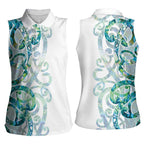 Paua Shell Maori Women Sleeveless Polo Shirt Koru Kowhaiwhai - Aussie Hoodie