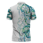 Paua Shell Maori Zipper Polo Shirt Koru Kowhaiwhai - Aussie Hoodie