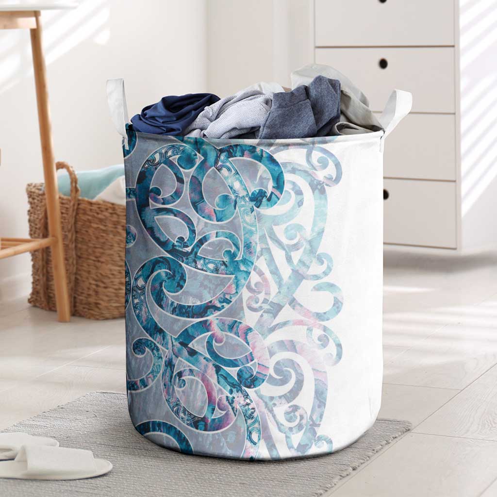 Turquoise Paua Shell Maori Laundry Basket Koru Kowhaiwhai - Aussie Hoodie