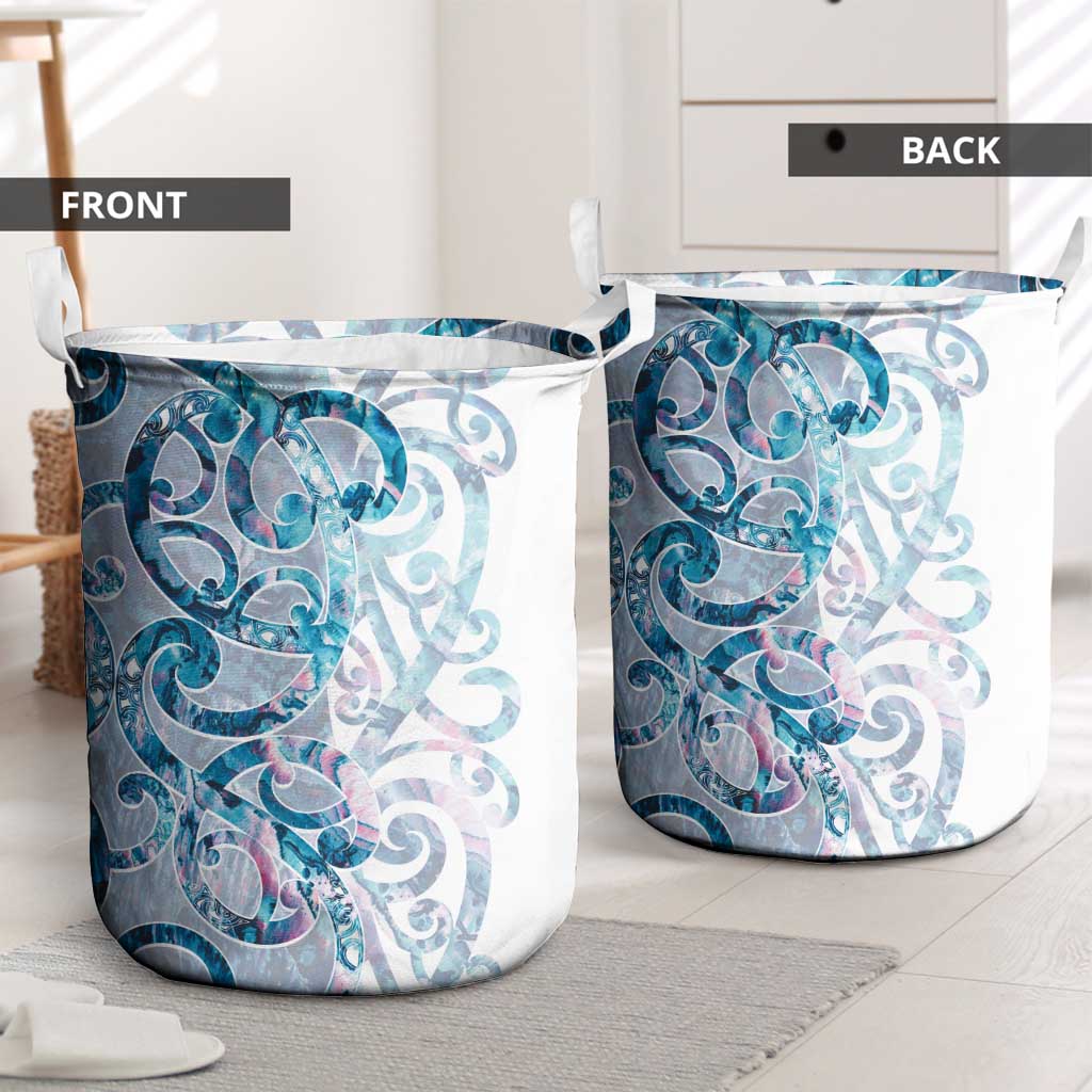 Turquoise Paua Shell Maori Laundry Basket Koru Kowhaiwhai - Aussie Hoodie