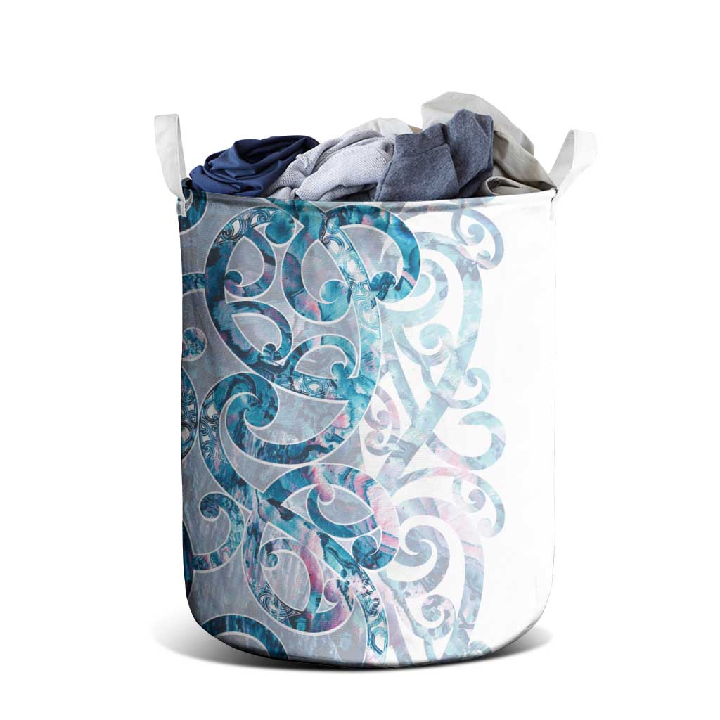 Turquoise Paua Shell Maori Laundry Basket Koru Kowhaiwhai - Aussie Hoodie