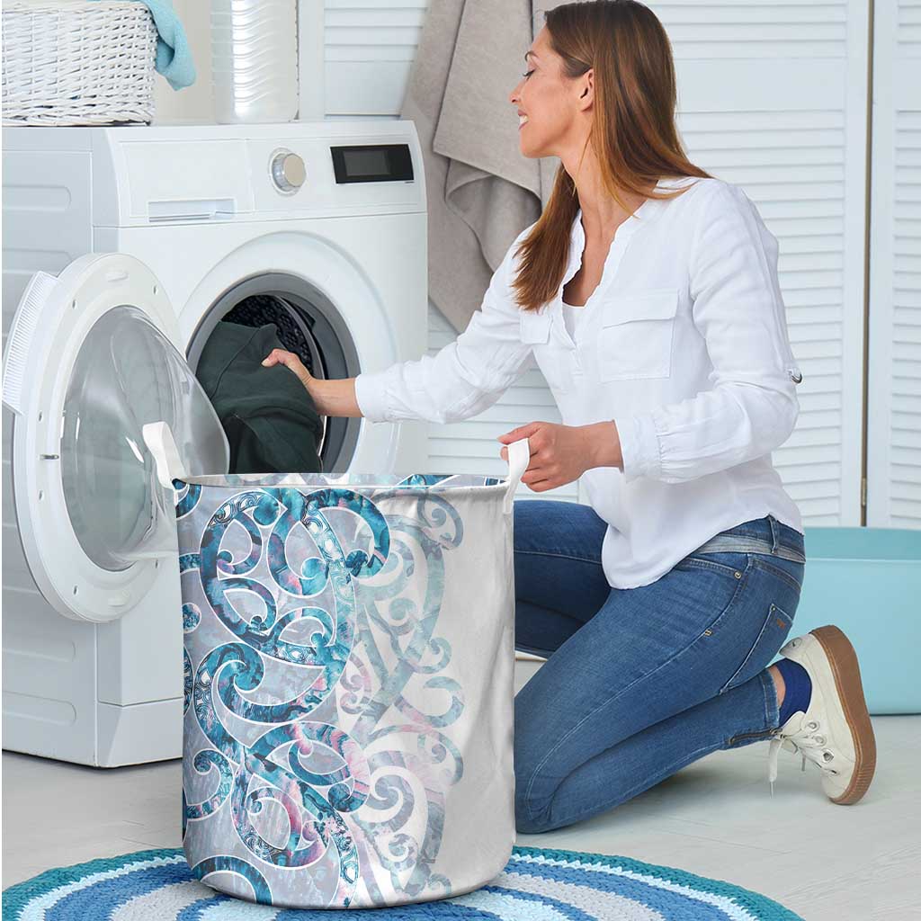 Turquoise Paua Shell Maori Laundry Basket Koru Kowhaiwhai - Aussie Hoodie