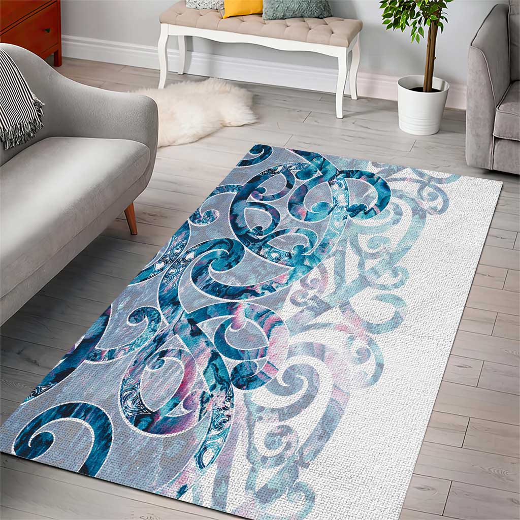 Turquoise Paua Shell Maori Area Rug Koru Kowhaiwhai - Aussie Hoodie