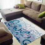 Turquoise Paua Shell Maori Area Rug Koru Kowhaiwhai - Aussie Hoodie