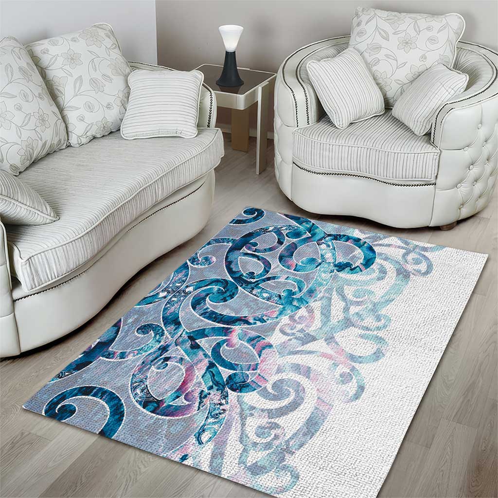Turquoise Paua Shell Maori Area Rug Koru Kowhaiwhai - Aussie Hoodie