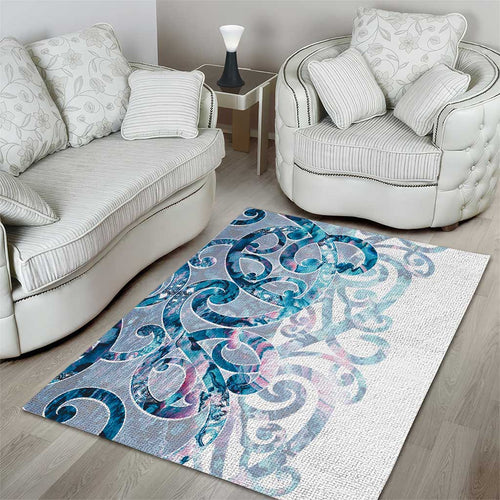 Turquoise Paua Shell Maori Area Rug Koru Kowhaiwhai - Aussie Hoodie
