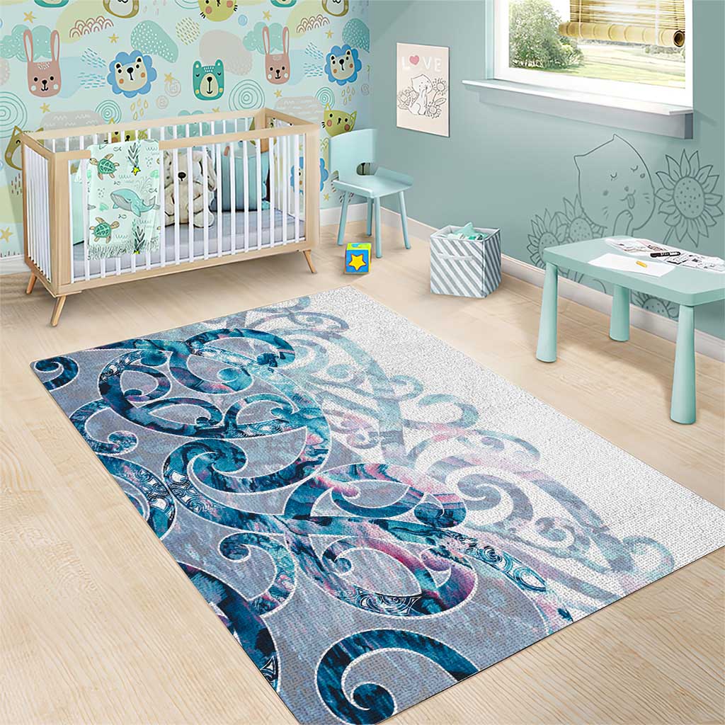 Turquoise Paua Shell Maori Area Rug Koru Kowhaiwhai - Aussie Hoodie