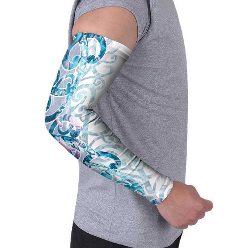 Turquoise Paua Shell Maori Arm Sleeves Koru Kowhaiwhai - Aussie Hoodie