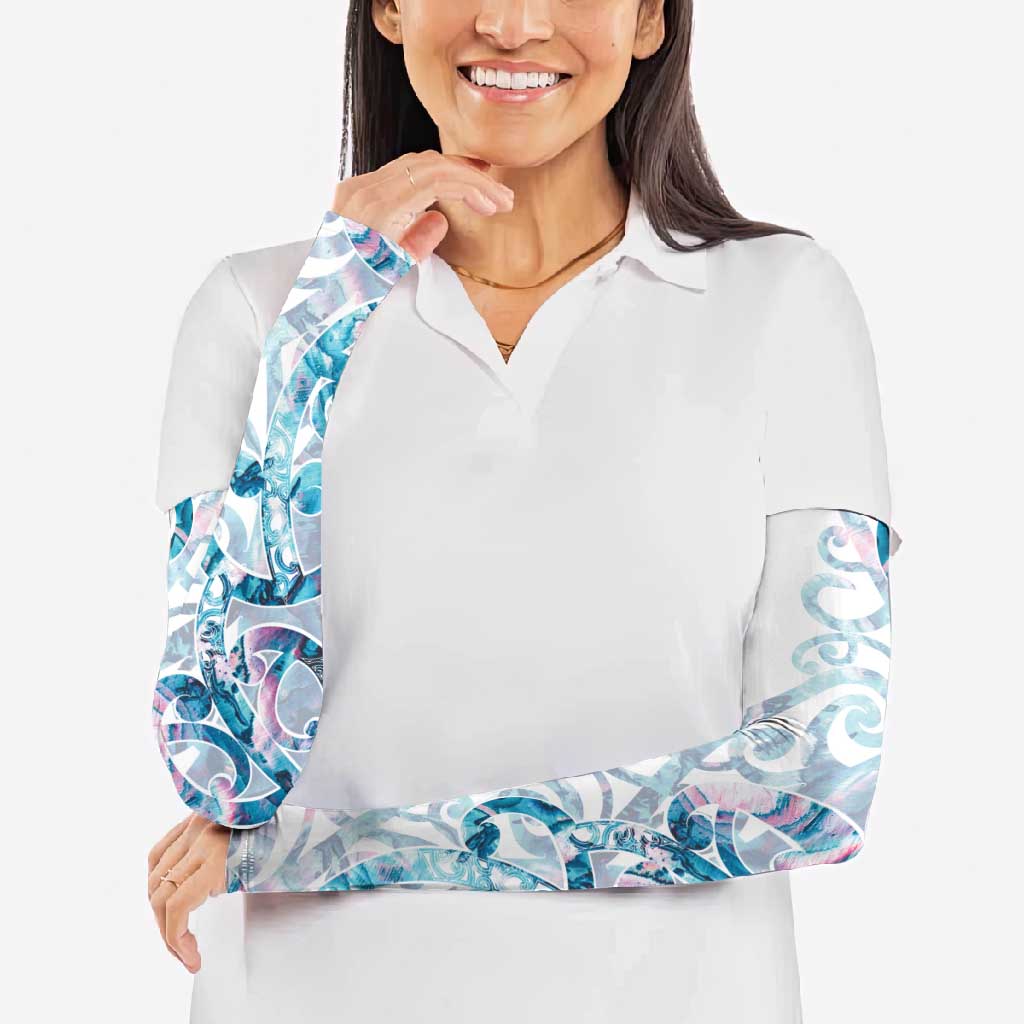 Turquoise Paua Shell Maori Arm Sleeves Koru Kowhaiwhai - Aussie Hoodie