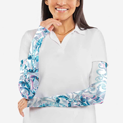 Turquoise Paua Shell Maori Arm Sleeves Koru Kowhaiwhai - Aussie Hoodie
