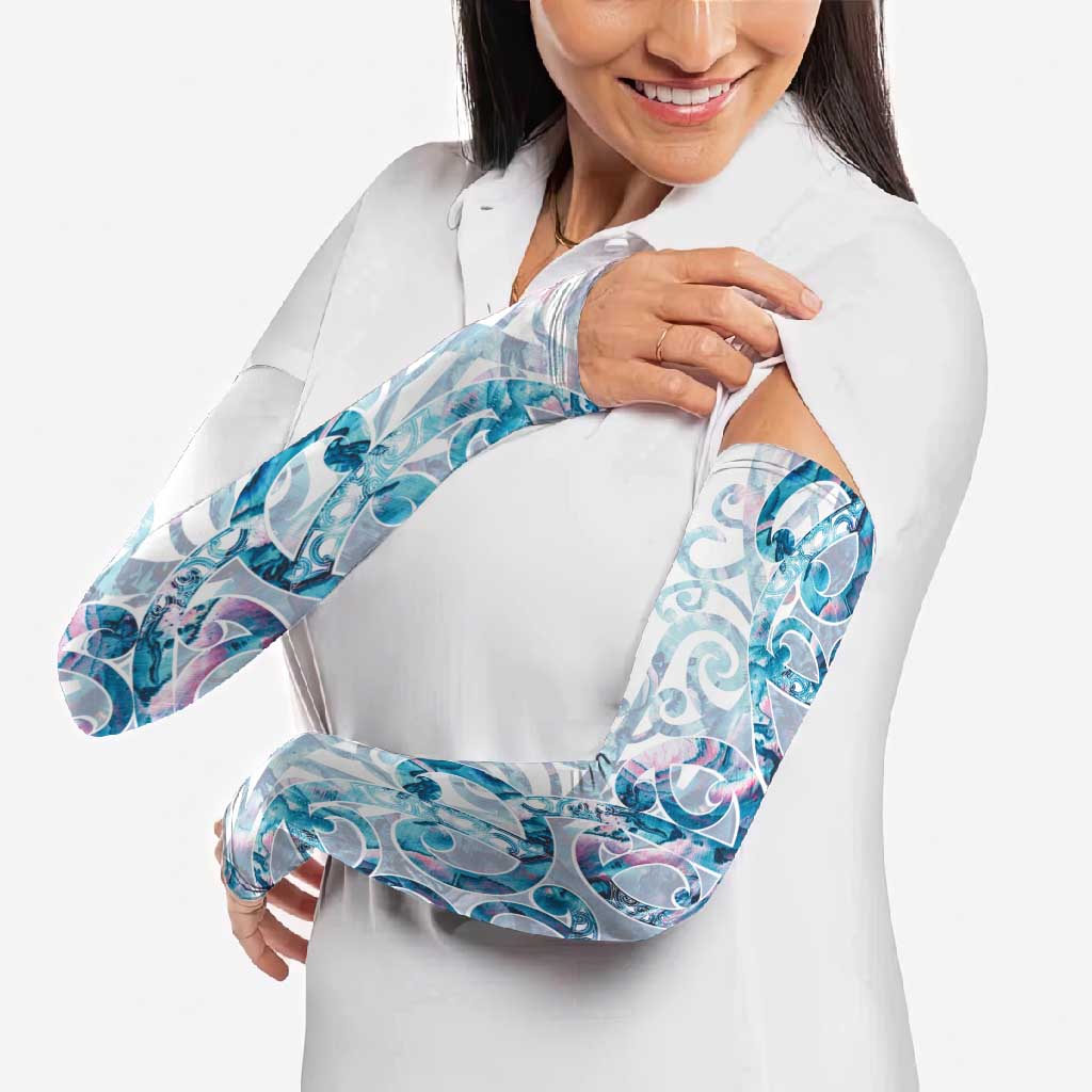 Turquoise Paua Shell Maori Arm Sleeves Koru Kowhaiwhai - Aussie Hoodie