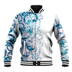 Turquoise Paua Shell Maori Baseball Jacket Koru Kowhaiwhai - Aussie Hoodie