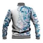Turquoise Paua Shell Maori Baseball Jacket Koru Kowhaiwhai - Aussie Hoodie